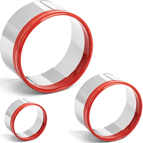 COOKIEQUE 3Pcs Round Cookie Cutters 3", 4", 5", Circle Biscuit Cutter, Large Cookie Cutters, Small Cake Cutter, Dough Cutter, Unique Design with Protective Red Top PVC - Image 1