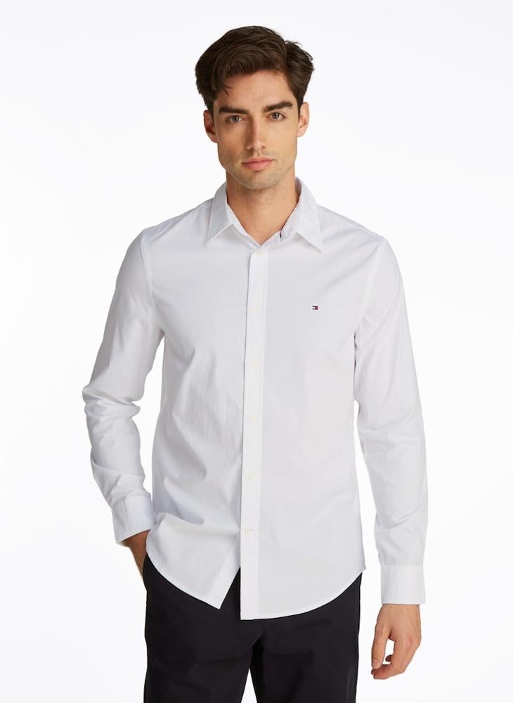 TOMMY HILFIGER Slim Flex Cotton Poplin Kent Collar Shirt  - Image 1