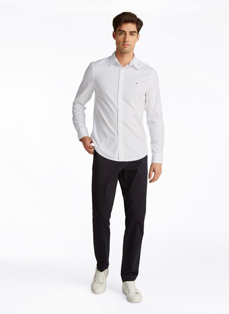TOMMY HILFIGER Slim Flex Cotton Poplin Kent Collar Shirt  - Image 4