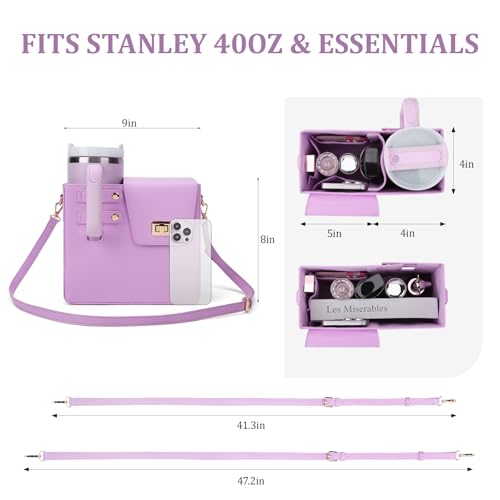 BBIQI Stanley Purse Cup Holder Bag with Strap- Outdoor Portable Crossbody Water Bottle Storage Bag for Stanley Cup Tumbler 40 oz - Image 5