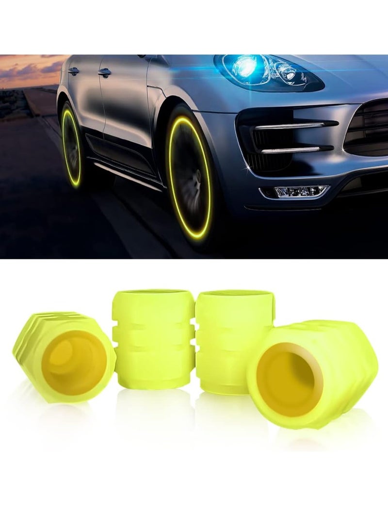 general أغطية صمامات الإطارات المتلألئة للسيارة، 4 قطع تتوهج في الظلام، أغطية مقاومة للتآكل لضغط الإطارات، عالمية للسيارة، الشاحنة، SUV، الدراجات النارية، الدراجة (أصفر) - Image 1
