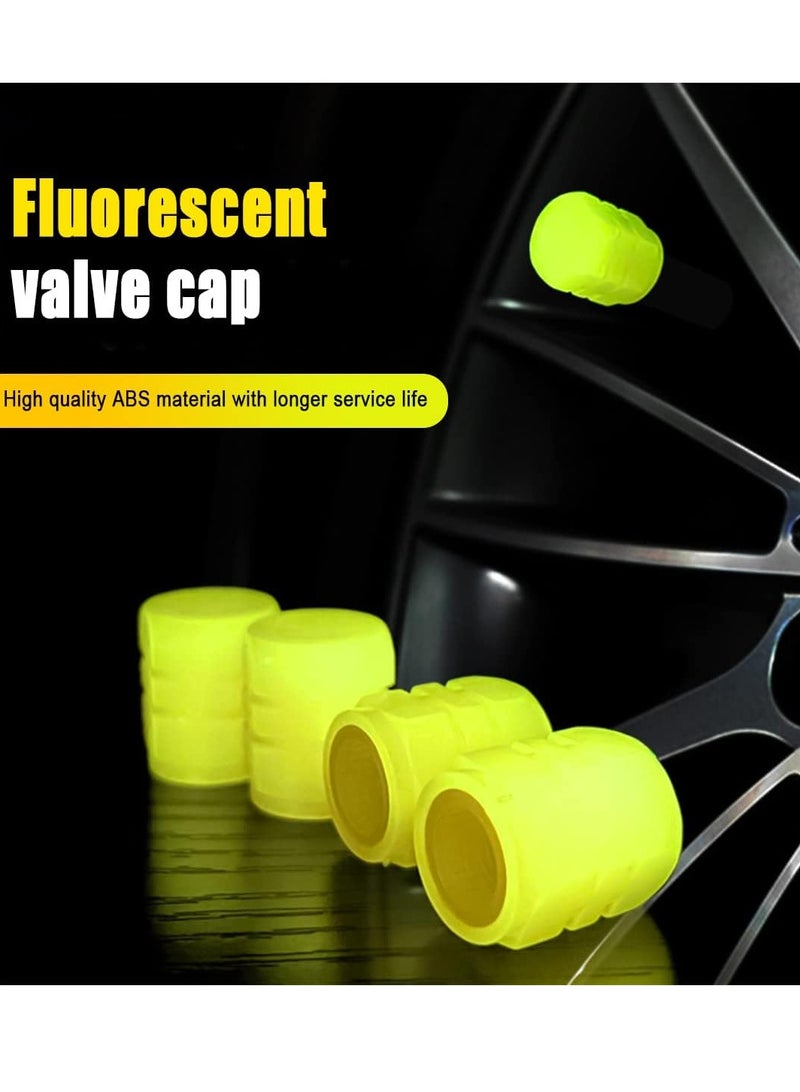 general أغطية صمامات الإطارات المتلألئة للسيارة، 4 قطع تتوهج في الظلام، أغطية مقاومة للتآكل لضغط الإطارات، عالمية للسيارة، الشاحنة، SUV، الدراجات النارية، الدراجة (أصفر) - Image 2