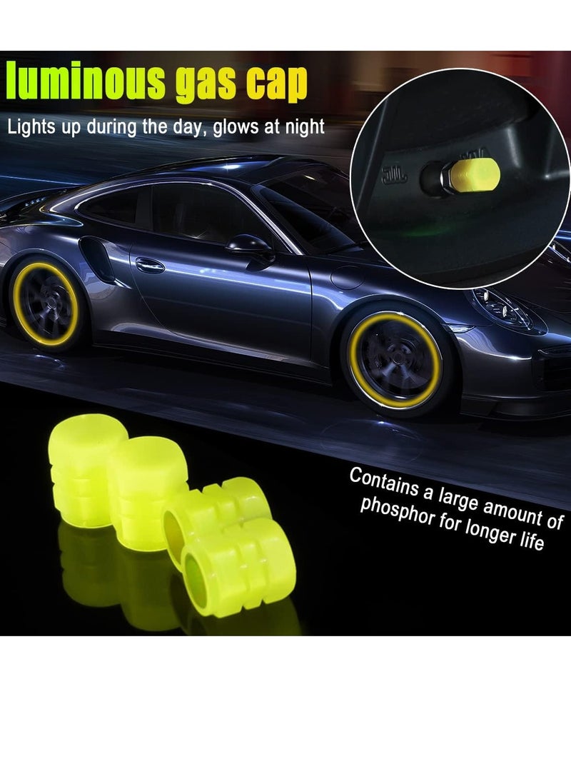 general أغطية صمامات الإطارات المتلألئة للسيارة، 4 قطع تتوهج في الظلام، أغطية مقاومة للتآكل لضغط الإطارات، عالمية للسيارة، الشاحنة، SUV، الدراجات النارية، الدراجة (أصفر) - Image 3