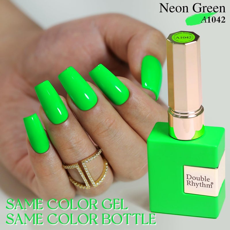 Double Rhythm 15ML Gel Nail Polish Pure Sheer Same Color Same Bottle Soak Off Gel Polish Art Manicure Salon DIY at Home for Women (Bright Green-A1042) - Image 2