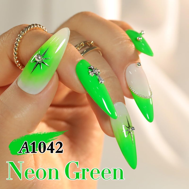 Double Rhythm 15ML Gel Nail Polish Pure Sheer Same Color Same Bottle Soak Off Gel Polish Art Manicure Salon DIY at Home for Women (Bright Green-A1042) - Image 4