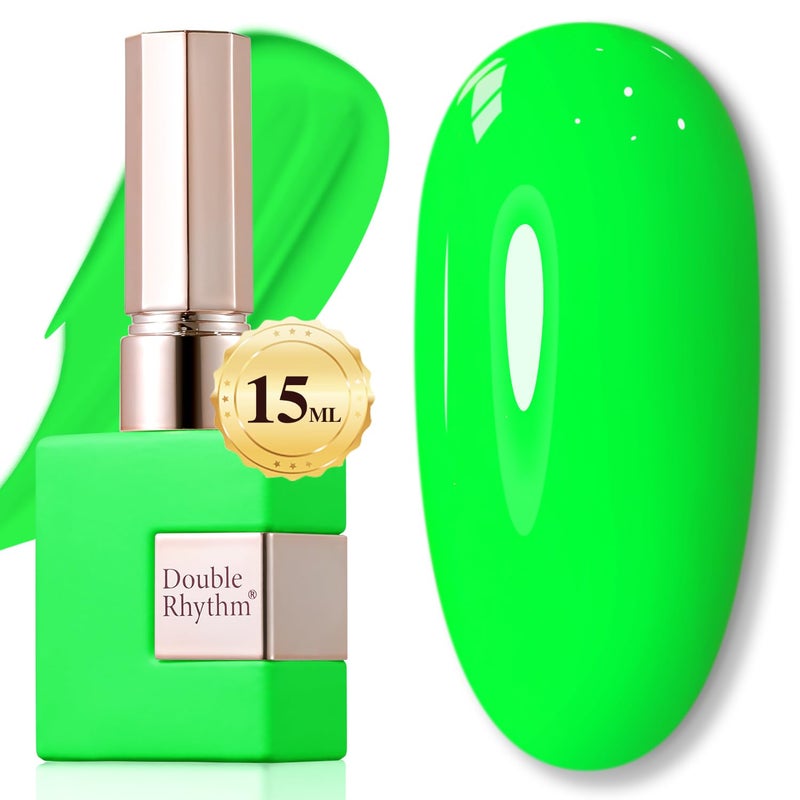 Double Rhythm 15ML Gel Nail Polish Pure Sheer Same Color Same Bottle Soak Off Gel Polish Art Manicure Salon DIY at Home for Women (Bright Green-A1042) - Image 1