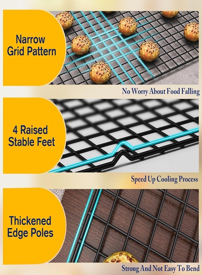 PureBake 1PCS Cooling Racks for Cooking and Baking - 40x25cm Heavy Duty Stainless Steel Wire Rack for Baking, Grilling, Roasting - Oven and Dishwasher Safe - Fits Jelly Roll Sheet Pan (Black) - Image 3