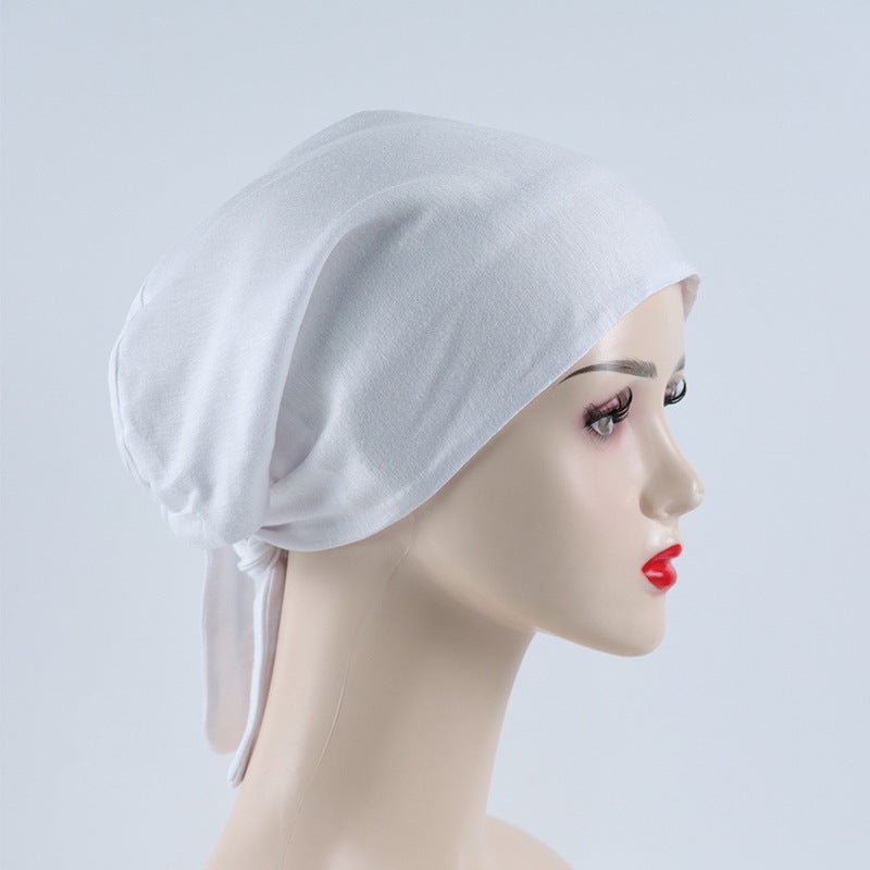 Rayon Outer Lined Stretch Satin Chiffon Lined Ethnic Headscarf Base Hat Solid Color Spot Adjustable Ethnic Style - Image 1