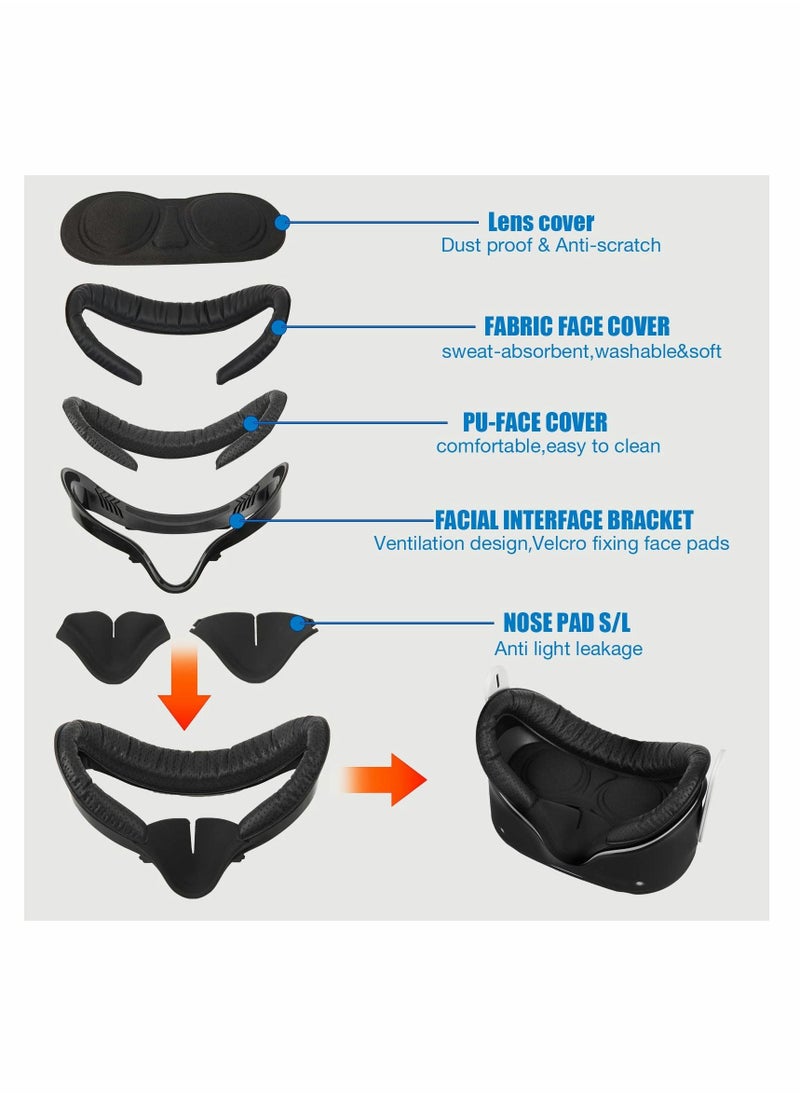 Comfortable and Stretchy VR Facial Vent Soft Interface Bracket with Anti-Leakage Light PU Leather Foam Face Replacement Pads Custom Comfort 6-in-1 Accessories for Oculus Quest 2 - Image 2