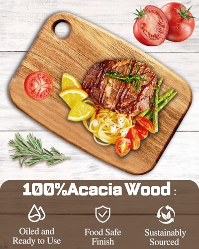 Erwuldor Mini Acacia Wood Cutting Board with Hanging HoleSmall Wooden cutting boardRectangular Charcuterie BoardCheese Cutting BoardServing BoardBPA Free For VegetablesFruitBreadMeat9 X 65 X 06 - Image 3