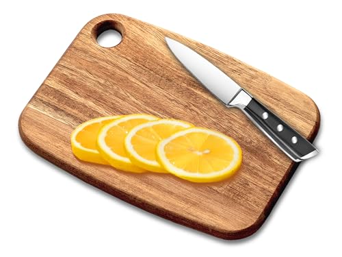 Erwuldor Mini Acacia Wood Cutting Board with Hanging HoleSmall Wooden cutting boardRectangular Charcuterie BoardCheese Cutting BoardServing BoardBPA Free For VegetablesFruitBreadMeat9 X 65 X 06 - Image 1