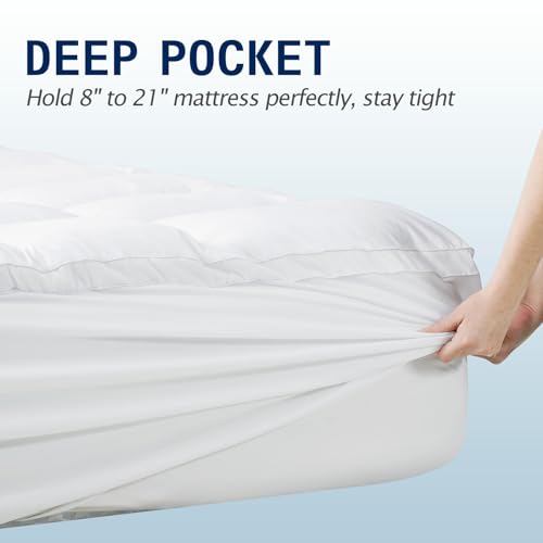 SOPAT Mattress Topper Full Size Extra Thick Mattress Pad 8-21" Deep Pocket Soft Down Alternative Fill Mattress Protector Pillow Top Mattress Cover (54x75 Inches, White) - Image 4