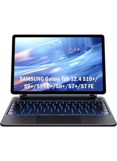 Keyboard Case For Samsung Galaxy Tab S10 Plus Plus S9 Plus Plus S9 Fe Plus Plus S8 Plus Plus S7 Plus Plus S7 Fe 12.4" Floating Cantilever Magnetic Stand Touchpad And Backlit Pen Holder And Battery Display Black