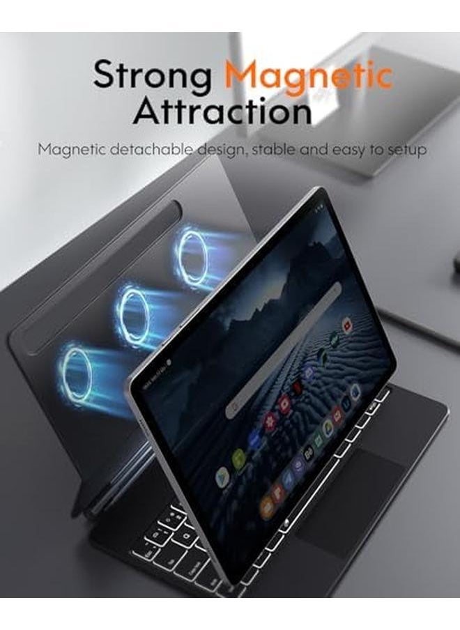 erorex - Keyboard Case For Samsung Galaxy Tab S10 Plus Plus S9 Plus Plus S9 Fe Plus Plus S8 Plus Plus S7 Plus Plus S7 Fe 12.4" Floating Cantilever Magnetic Stand Touchpad And Backlit Pen Holder And Battery Display Black - Image 1