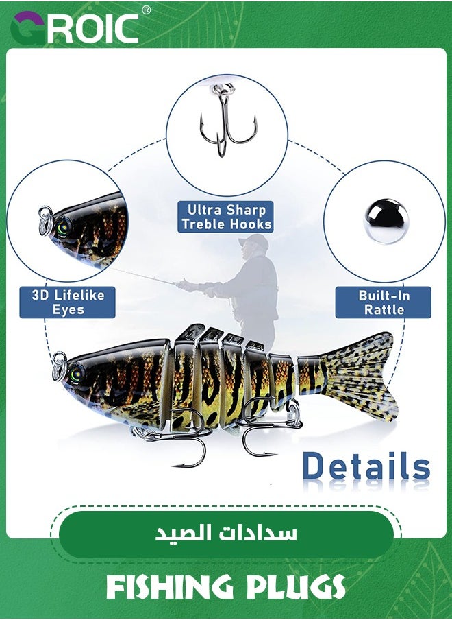 GROIC 3 Pack Fishing Lures Multi Jointed Fish Fishing Kits Slow Sinking Lifelike Swimbait Freshwater and Saltwater Crankbaits for Bass Trout Bass Lures  - Image 3