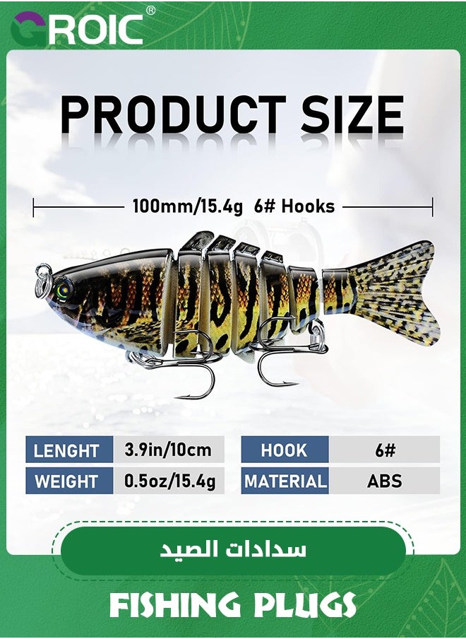 GROIC 3 Pack Fishing Lures Multi Jointed Fish Fishing Kits Slow Sinking Lifelike Swimbait Freshwater and Saltwater Crankbaits for Bass Trout Bass Lures  - Image 2