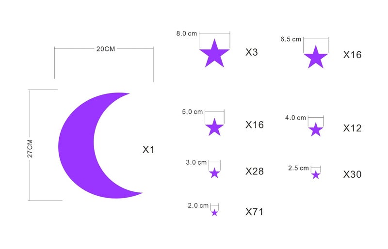 JURUOXIN Moon and Stars Wall Decal Vinyl Sticker for Kids Boy Girls Baby Room Decoration Good Night Nursery Wall Decor Home House Bedroom Design YMX16 (Purple) - Image 5