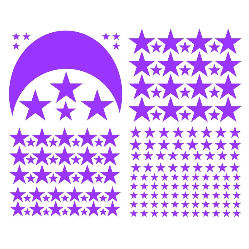 JURUOXIN Moon and Stars Wall Decal Vinyl Sticker for Kids Boy Girls Baby Room Decoration Good Night Nursery Wall Decor Home House Bedroom Design YMX16 (Purple) - Image 4