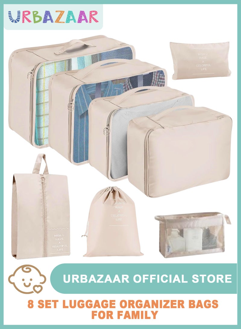 URbazaar 8Pcs Travel Luggage Packing Organizers Set with Toiletry Diaper Bag - Image 1