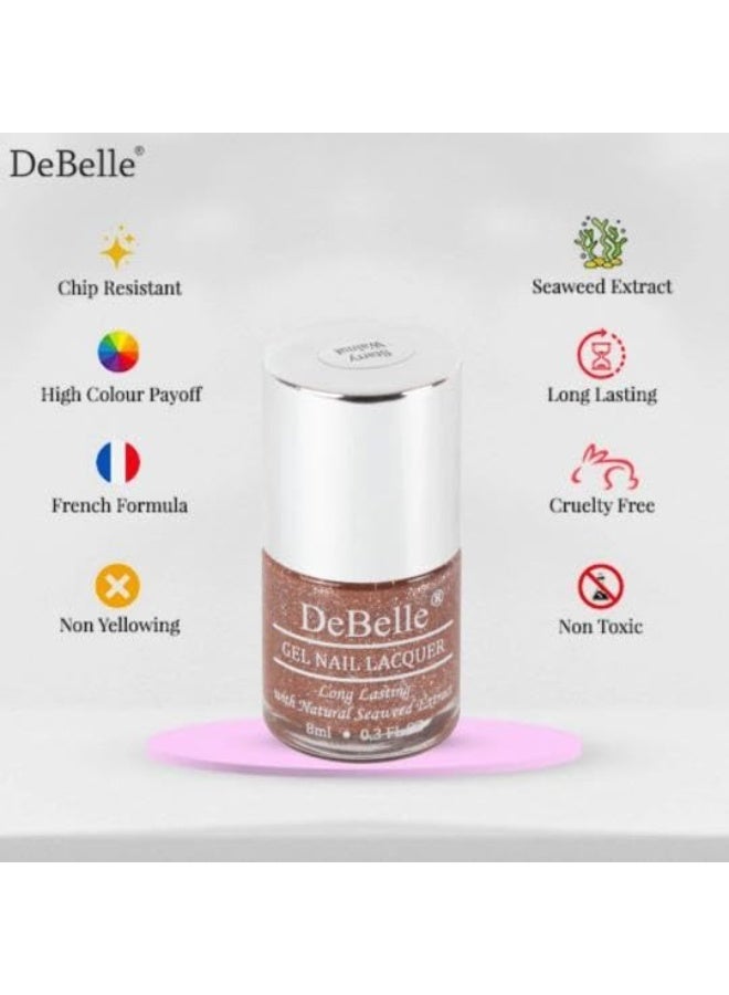 DeBelle Gel Nail Polish Starry Walnut (Glitter Dark Brown Nail Paint)|Non UV - Gel Finish |Chip Resistant | Seaweed Enriched Formula| Long Lasting|Cruelty and Toxic Free| 8ml - Image 5
