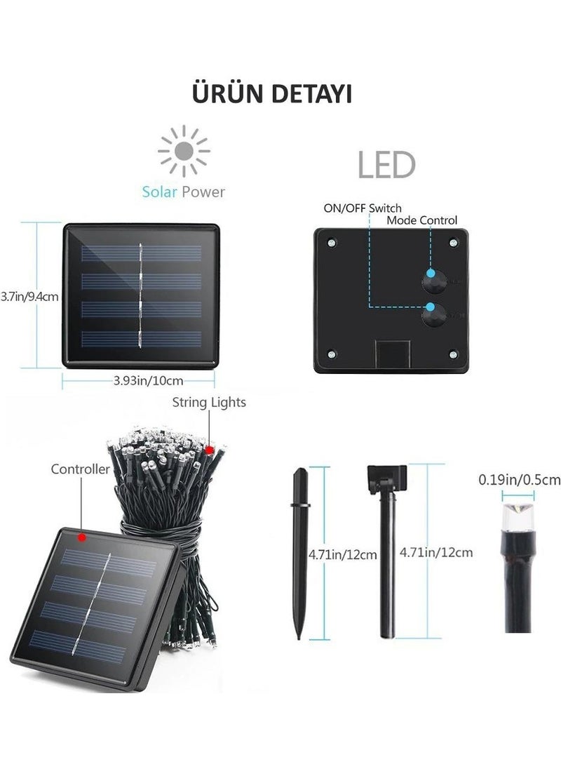 Technojet - Solar 12 Meters Garden Lighting Decoration Solar Powered LED Yellow Light with 100 LEDs - Image 1