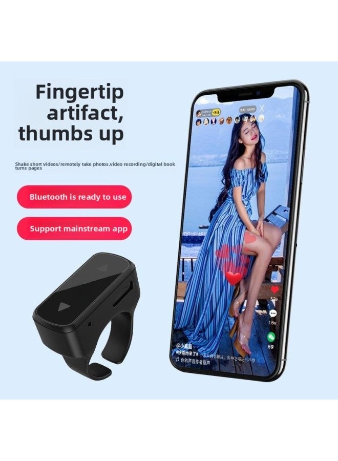 Smart Bluetooth Wireless Ring Remote Control Brush Short Video E-book Page Turning Remote Selfie One-click Screen Off And Song Cutting-Color:Ivory White  - Image 3