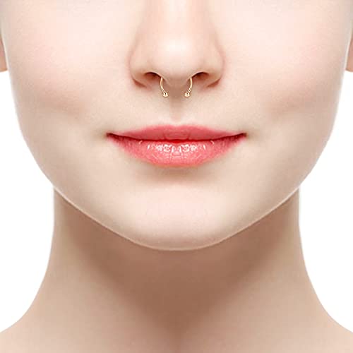 TOKRING Fake Septum Fake Nose Ring Hoop Faux Piercing Nose Ring Nose Cuffs Non-Pierced Clip on Septum Ring - Image 2
