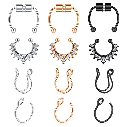 TOKRING Fake Septum Fake Nose Ring Hoop Faux Piercing Nose Ring Nose Cuffs Non-Pierced Clip on Septum Ring - Image 1
