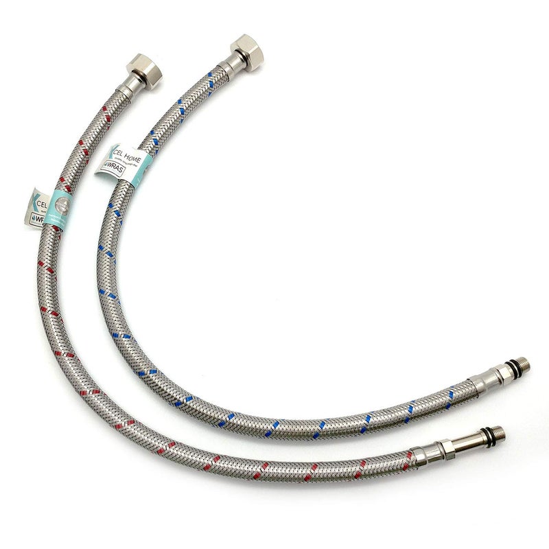 Xcel Home 2 x WRAS Approved 500mm M10 (10mm) x 1/2" Flexible Pipe Tap Connector (9mm Inner bore) Stainless Steel Braided - Image 2