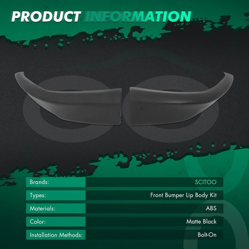 SCITOO Front Lower Valance for 2009-2010 Toyota Corolla - Matte Black Bumper Lip Body Kit - Image 4