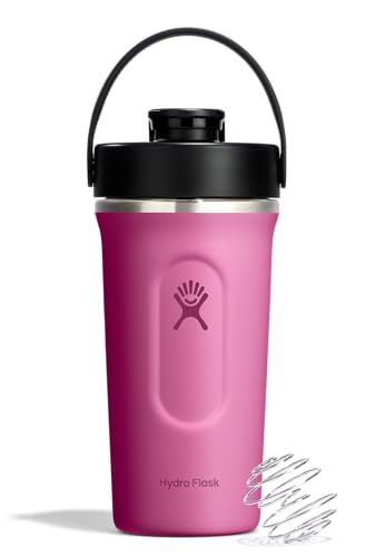 Hydro Flask Shaker Bottle – Insulated Stainless Steel Gym Bottle for Pre Workout & Protein 24 Oz Reef Pink - Image 1