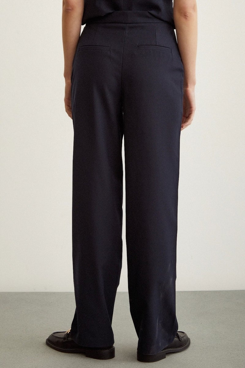 Never More Classic Straight Leg Trousers Navy Blue - Image 4