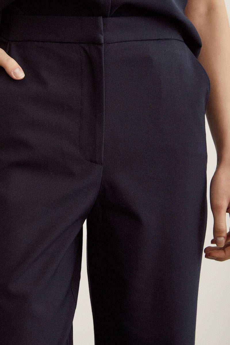 Never More Classic Straight Leg Trousers Navy Blue - Image 3