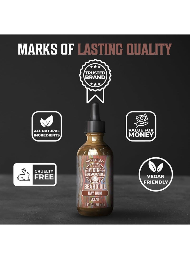 Viking Revolution Bay Rum Beard Oil for Men - Natural Softener and Conditioner with Argan & Jojoba Oils for Strengthening and Moisturizing - Image 2