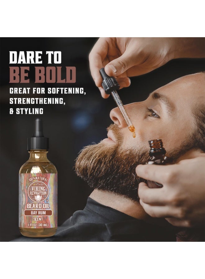 Viking Revolution Bay Rum Beard Oil for Men - Natural Softener and Conditioner with Argan & Jojoba Oils for Strengthening and Moisturizing - Image 3