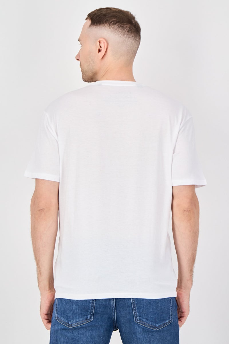 Buffalo Men Crew Neck Short Sleeve Brand Logo T-Shirt, White - Image 3