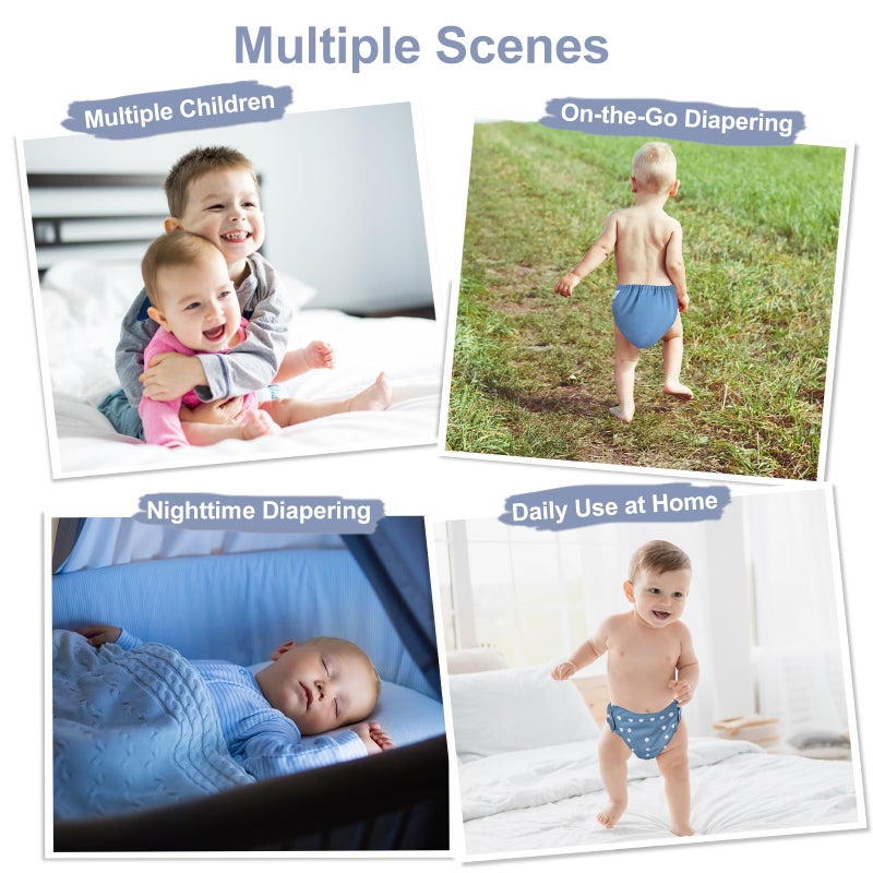 babygoal Baby Boy Cloth Diapers 6 Pack with 6pcs Inserts and Wet Bag, Reusable Waterproof Diaper Covers for Toddlers with Snap Closure - Image 4