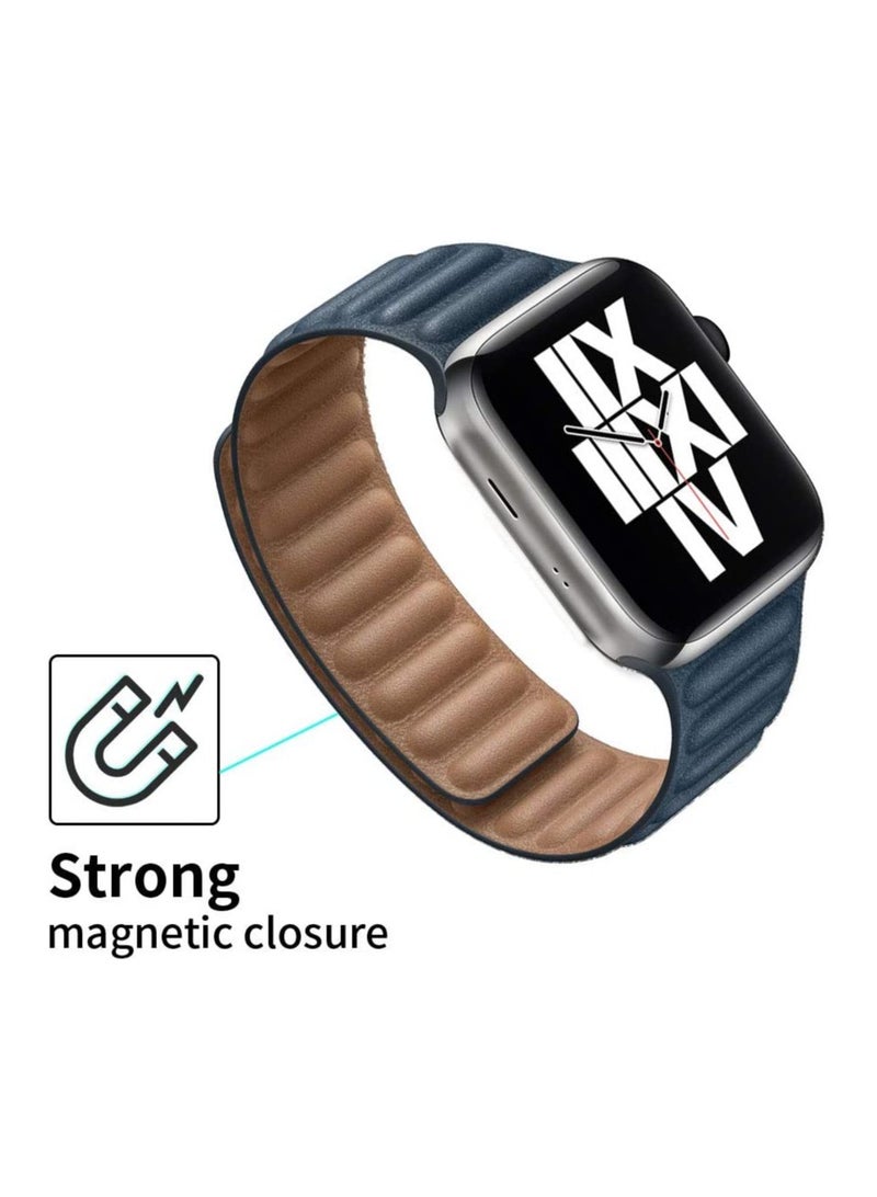 Leather Magnetic Replacement Strap Adjustable Wristbands Compatible with Apple Watch Ultra 49mm - Image 3