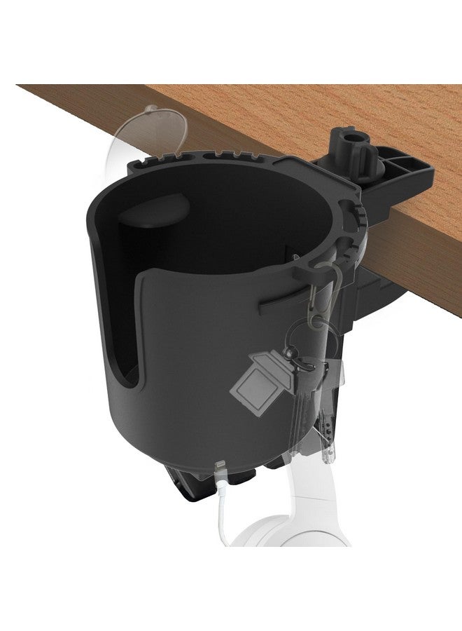 EDSRDUX Desk Cup Holder, Anti-Spill Table Cup Holder for Water Bottles, Wheelchairs, Workstations, Gaming Desk Accessories. (Black, Medium) - Image 1