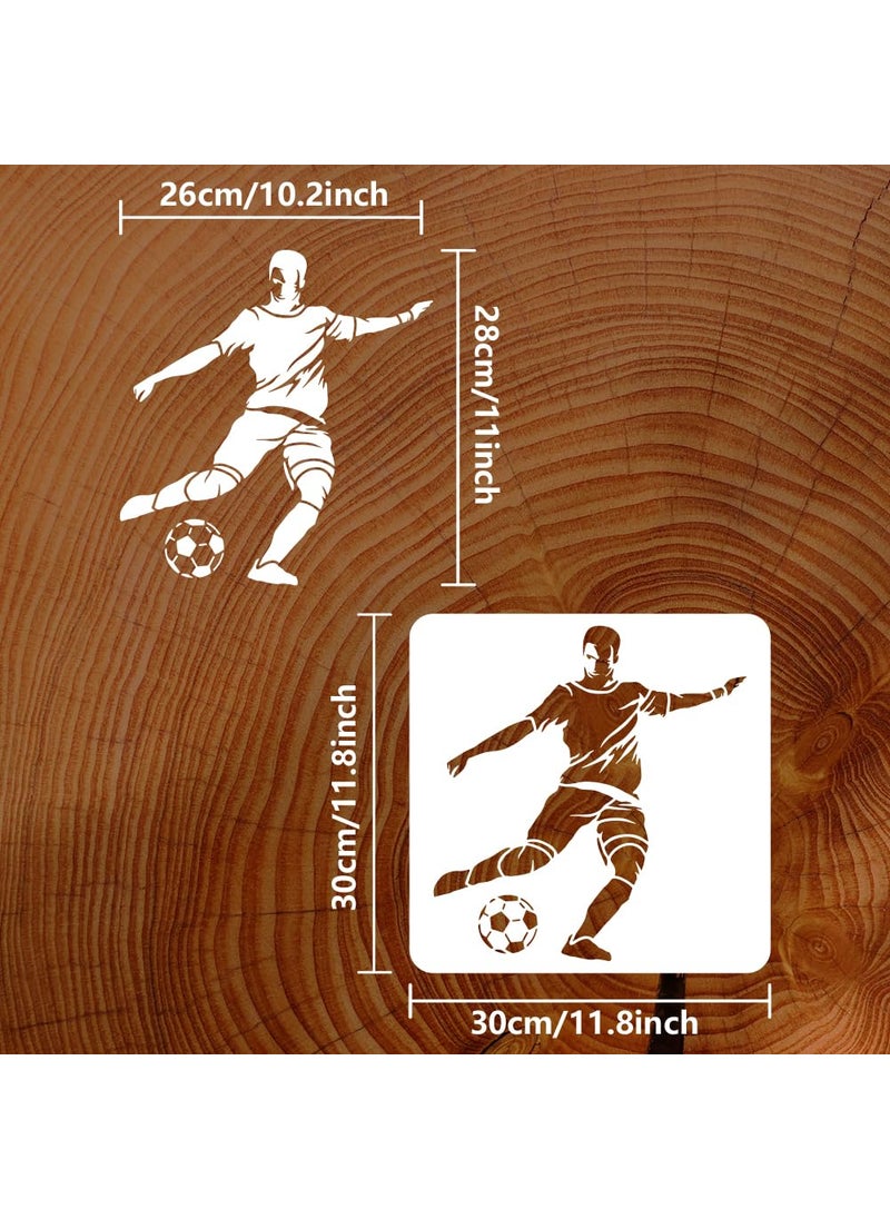 FINGERINSPIRE FINGERINSPIRE Football Player Painting Stencil 11.8x11.8 inch Reusable Soccer Sports Drawing Template Football Sporter Stencil Sport Theme Stencil for Painting on Wood Wall Fabric Paper Furniture  - Image 2
