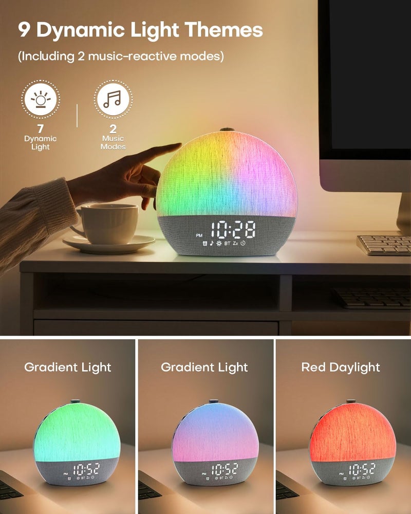 Zelaclock Sunrise Alarm Clock, White Noise Sound Machine, Sunlight Alarm Clocks for Bedrooms, 9 Natural Wake Up RGB Night Light, 30 Soothing Sounds for Heavy Sleepers, Baby, Kids, Adults - Image 5