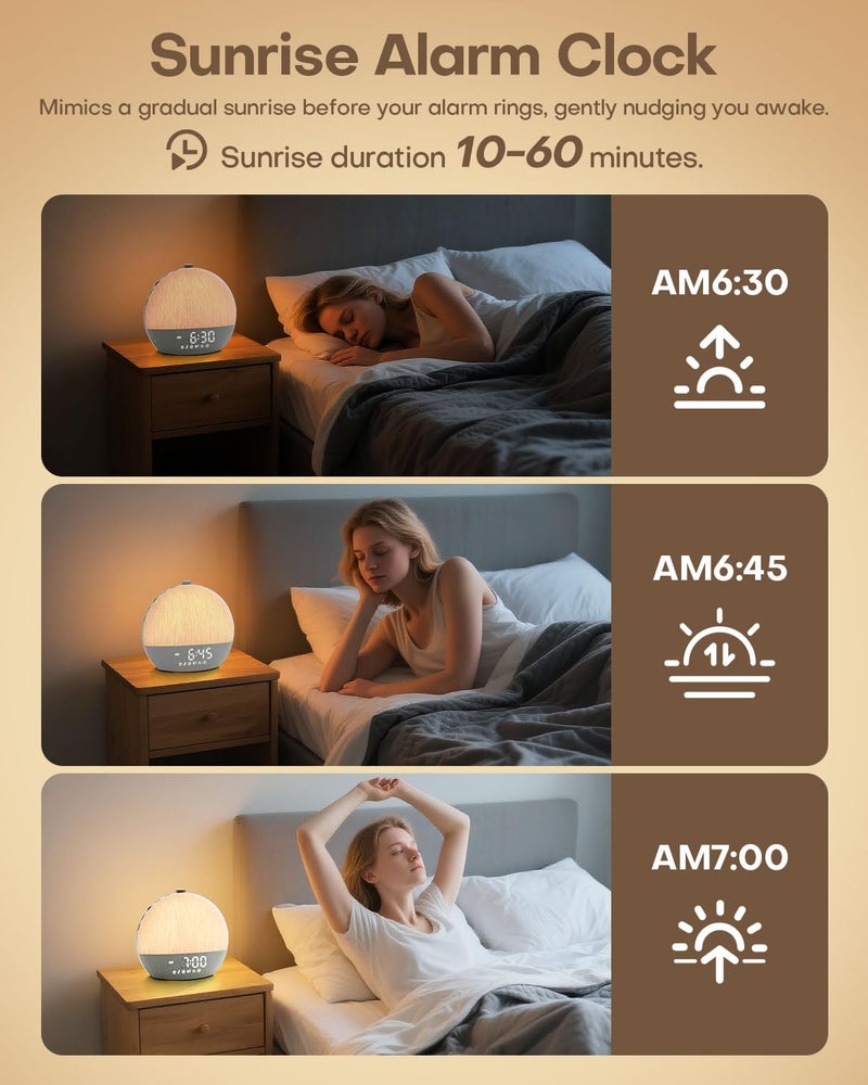 Zelaclock Sunrise Alarm Clock, White Noise Sound Machine, Sunlight Alarm Clocks for Bedrooms, 9 Natural Wake Up RGB Night Light, 30 Soothing Sounds for Heavy Sleepers, Baby, Kids, Adults - Image 3