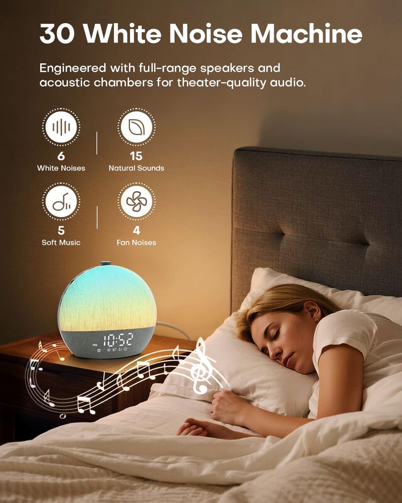 Zelaclock Sunrise Alarm Clock, White Noise Sound Machine, Sunlight Alarm Clocks for Bedrooms, 9 Natural Wake Up RGB Night Light, 30 Soothing Sounds for Heavy Sleepers, Baby, Kids, Adults - Image 4