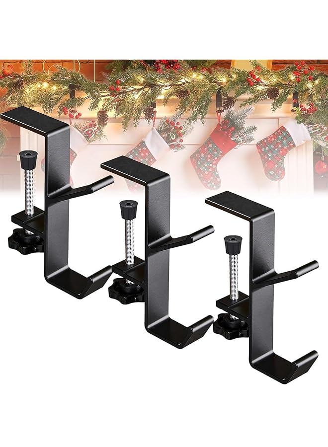erorex 2 In 1 Mantel Hanger For Garland Adjustable Stocking Hangers For Mantel Weighted Fireplace Garland Hangers Heavy Duty For Door Frame Two Hooks Dual Purpose And Padded Contact Points 3Pcs - Image 1