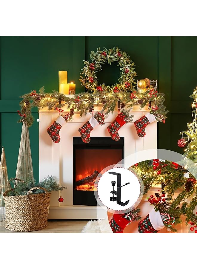 erorex 2 In 1 Mantel Hanger For Garland Adjustable Stocking Hangers For Mantel Weighted Fireplace Garland Hangers Heavy Duty For Door Frame Two Hooks Dual Purpose And Padded Contact Points 3Pcs - Image 5