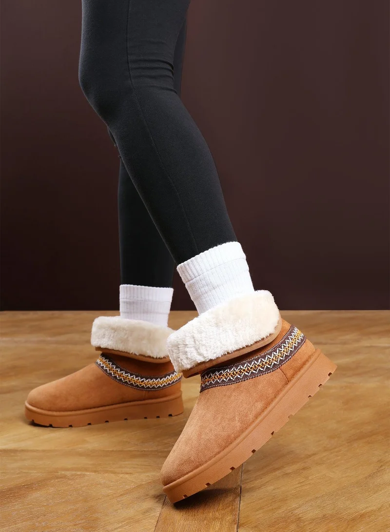 Where's That From Flora' Flat Slippers with Embroidered Trim Detail