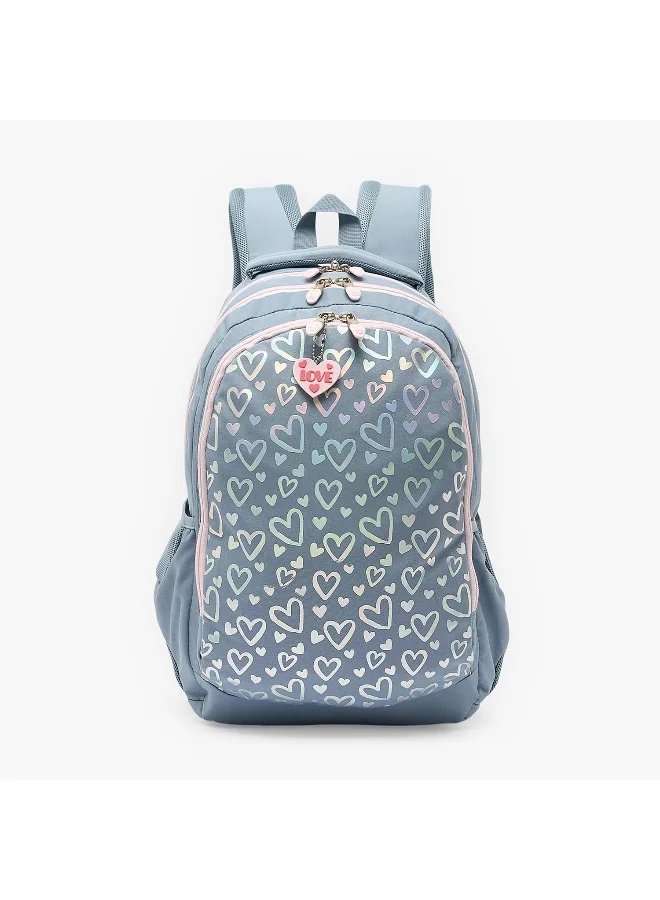 St.Right St.Right Heart Print Backpack for Girls 8-13 Years with Padded Straps - 18 inches