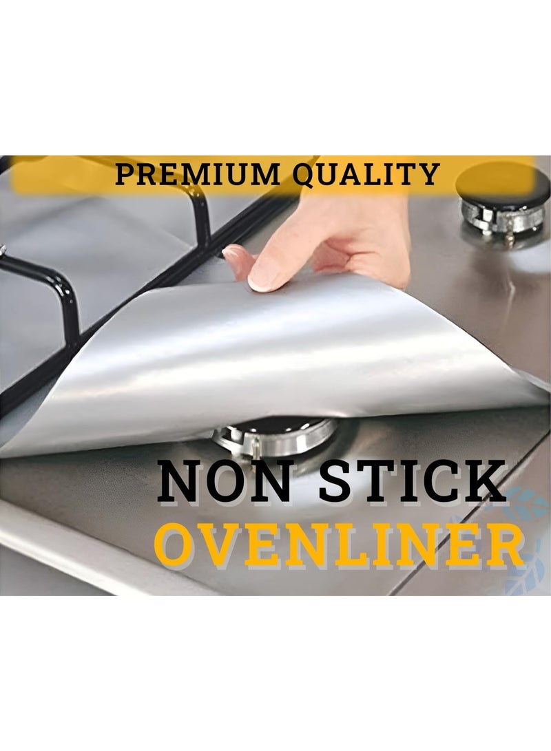 رشاقة مفعمة بالحيوية بطانات فرن للقاع، عبوة من 2، كبيرة وسميكة عالية التحمل، 100% غير لاصقة وقابلة لإعادة الاستخدام من التيفلون، مقاس 25 × 17 بوصة، صينية خبز مناسبة للأفران الكهربائية والغاز وأفران التوستر والشوايات (فضي). - Image 2