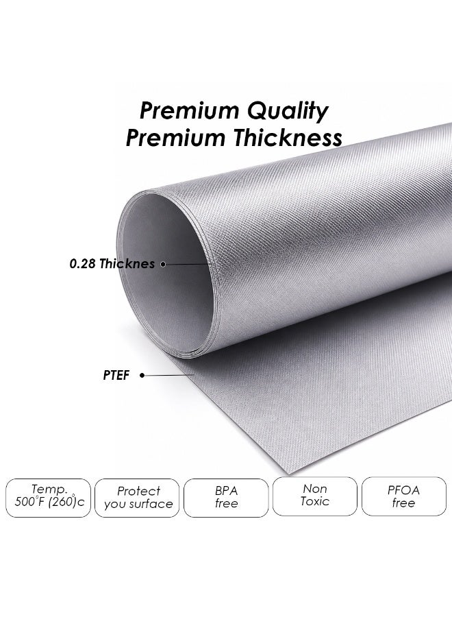 VIBRANT LOYAL AGILE Oven Liners for Bottom, 2 Pack Large Thick Heavy Duty 100% Non-stick Reusable Teflon Mat, 25"x17" Baking Mat for Electric, Gas, Toaster Ovens, Grills (Silver) - Image 3