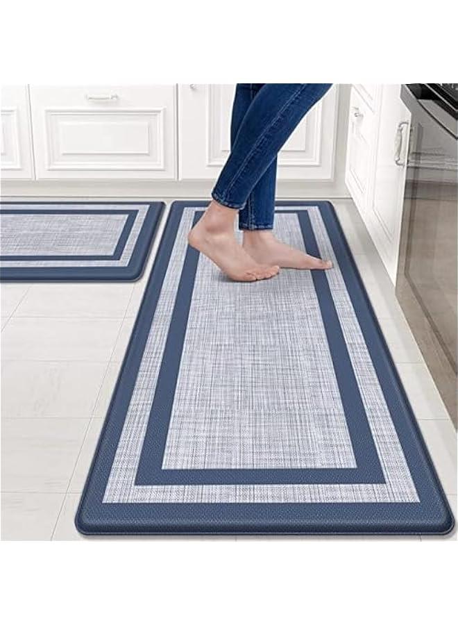 2PCS Kitchen Mat  Rug, Cushioned Anti-Fatigue Kitchen Floor Mat, Non-Slip Waterproof Kitchen Mats and Rugs Ergonomic Comfort Standing Mat for Kitchen, Floor Home, Office, Sink, Laundry - Image 1